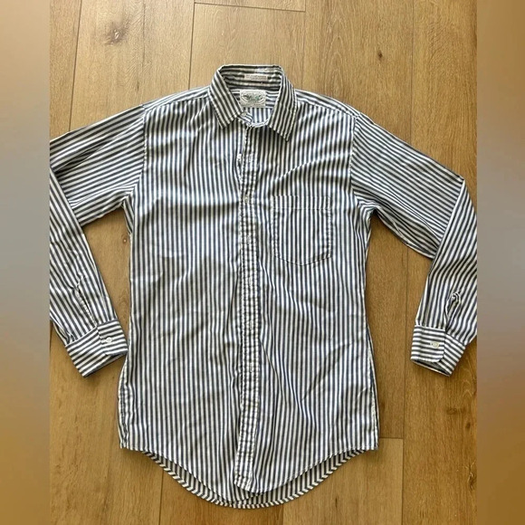 Vintage university oxford navy and white striped button down pin point Oxford - Picture 1 of 3